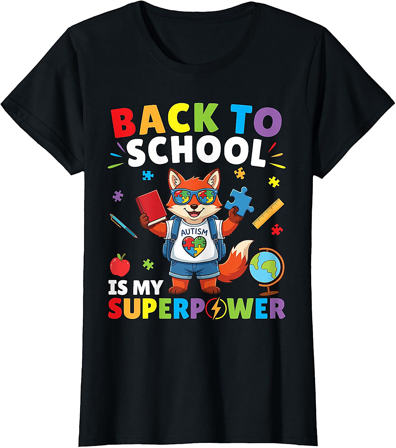Autism is My Superpower Fox T-Shirt | Back to School Tee