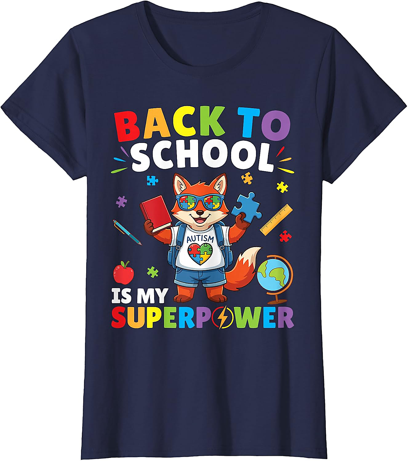 Autism is My Superpower Fox T-Shirt | Back to School Tee