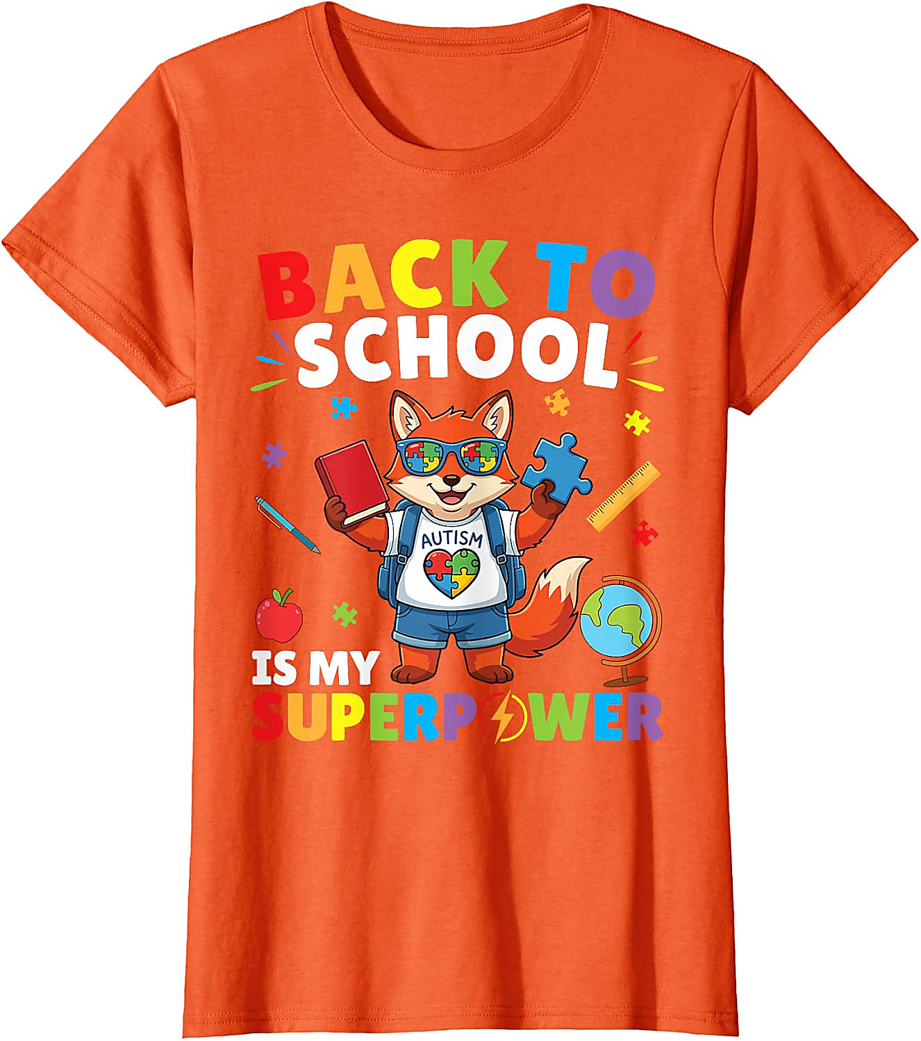 Autism is My Superpower Fox T-Shirt | Back to School Tee