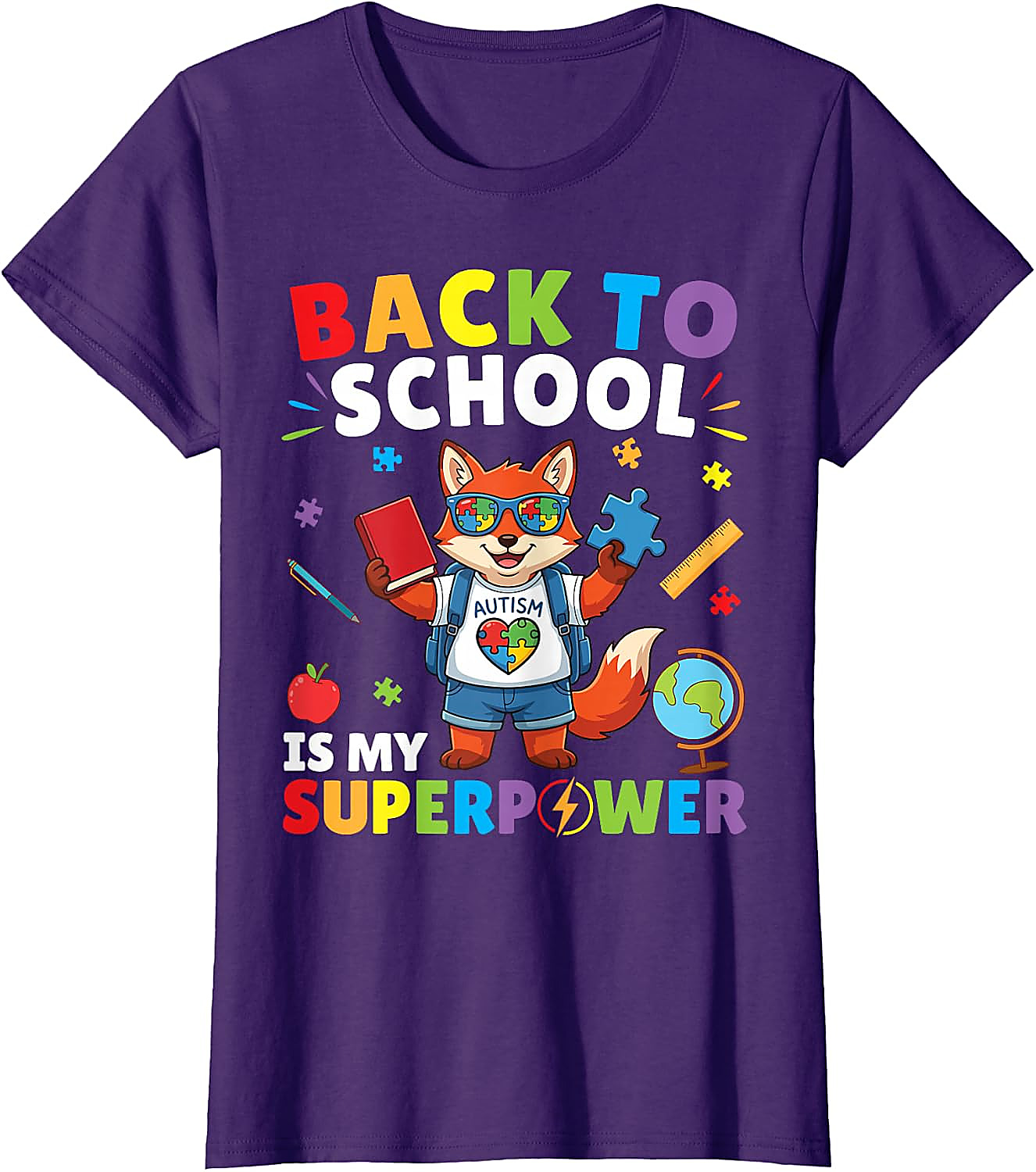 Autism is My Superpower Fox T-Shirt | Back to School Tee