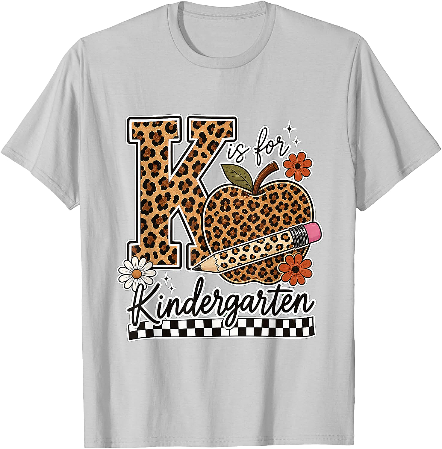 Kindergarten Teacher T-Shirt Leopard Apple Tee