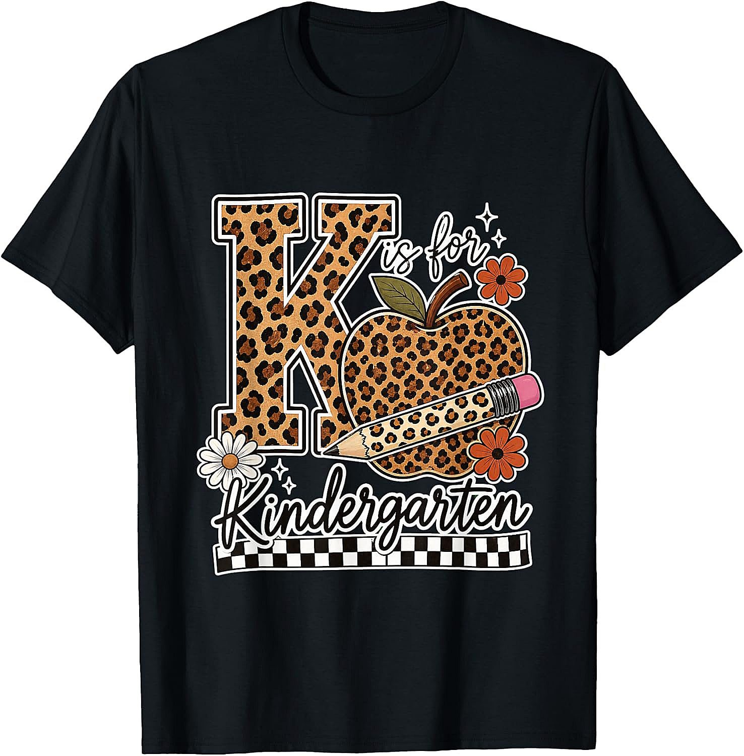 Kindergarten Teacher T-Shirt Leopard Apple Tee