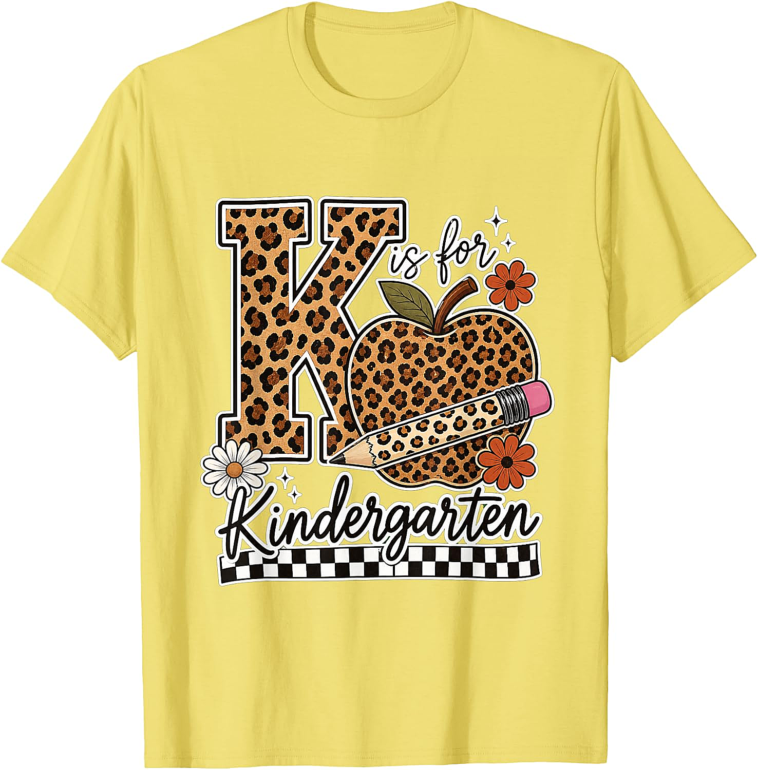 Kindergarten Teacher T-Shirt Leopard Apple Tee