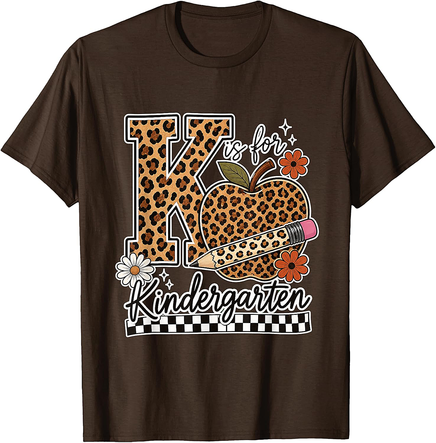 Kindergarten Teacher T-Shirt Leopard Apple Tee