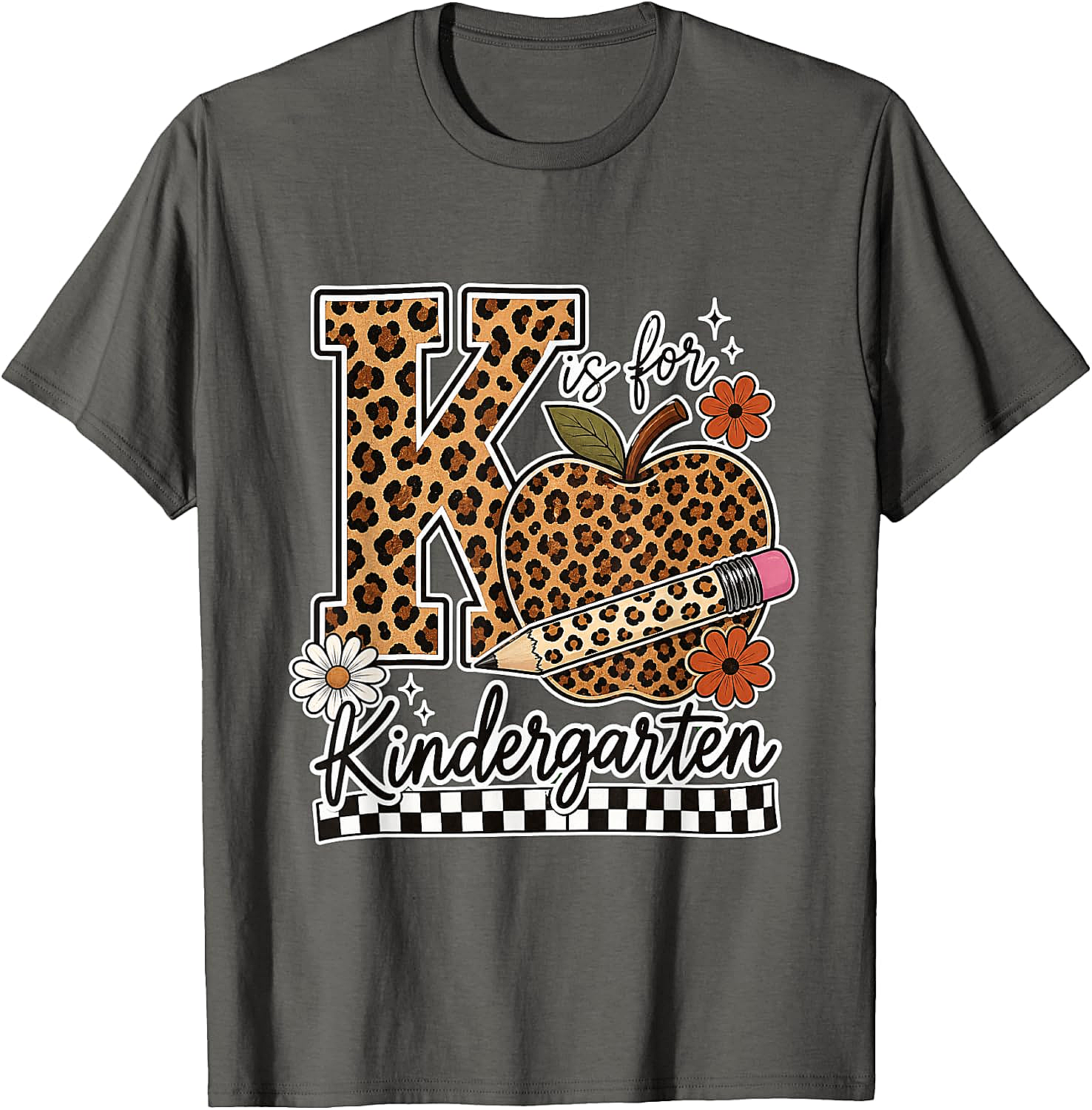 Kindergarten Teacher T-Shirt Leopard Apple Tee