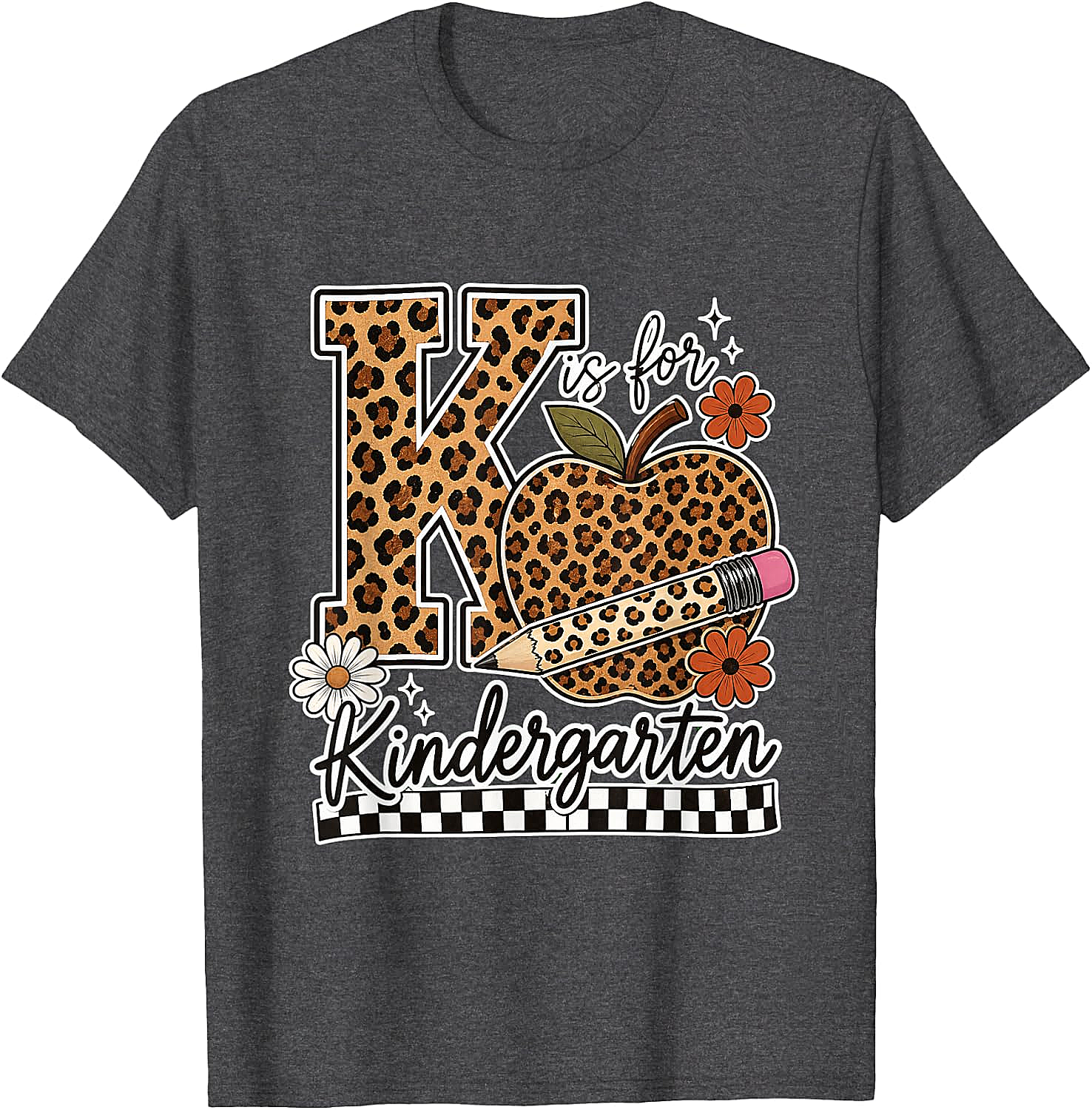 Kindergarten Teacher T-Shirt Leopard Apple Tee