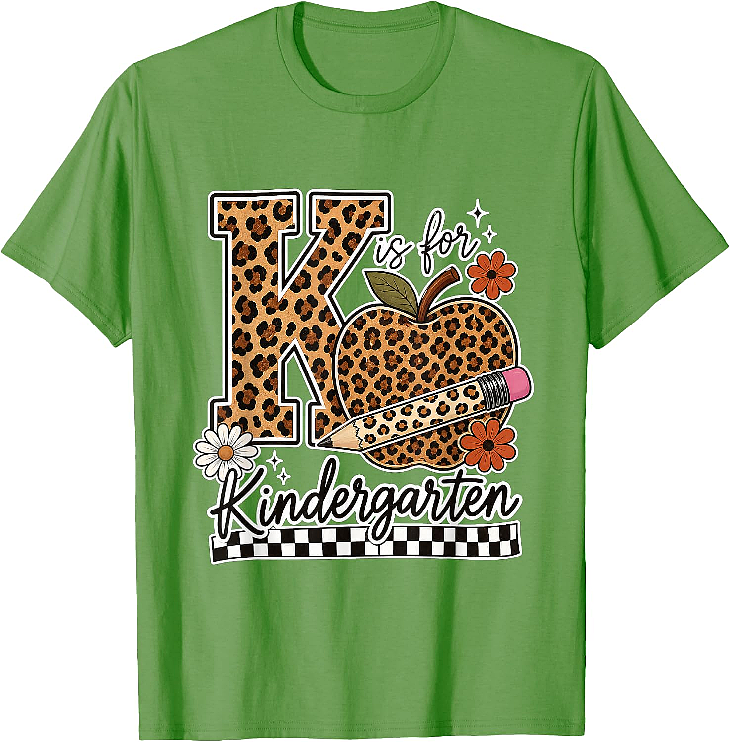 Kindergarten Teacher T-Shirt Leopard Apple Tee