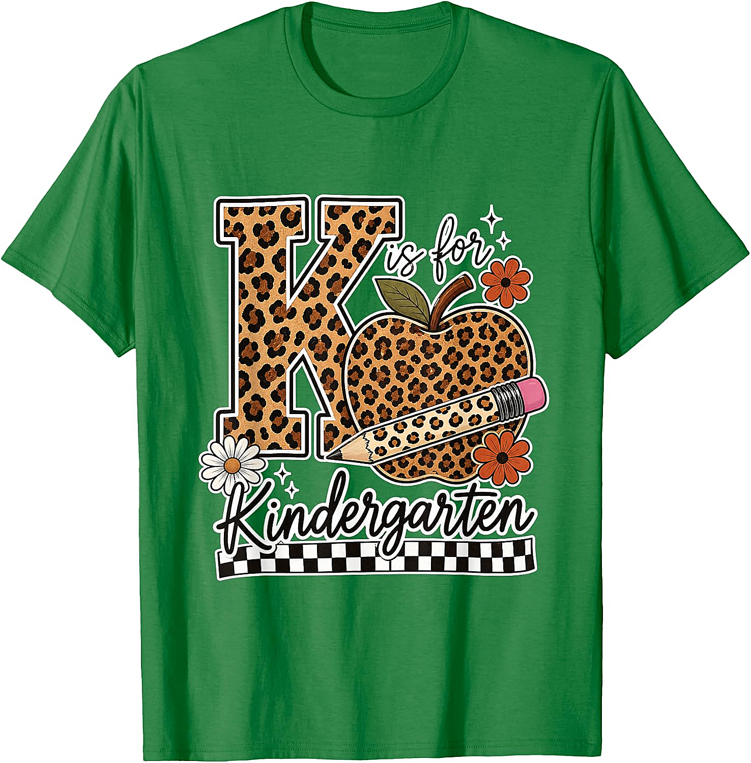 Kindergarten Teacher T-Shirt Leopard Apple Tee