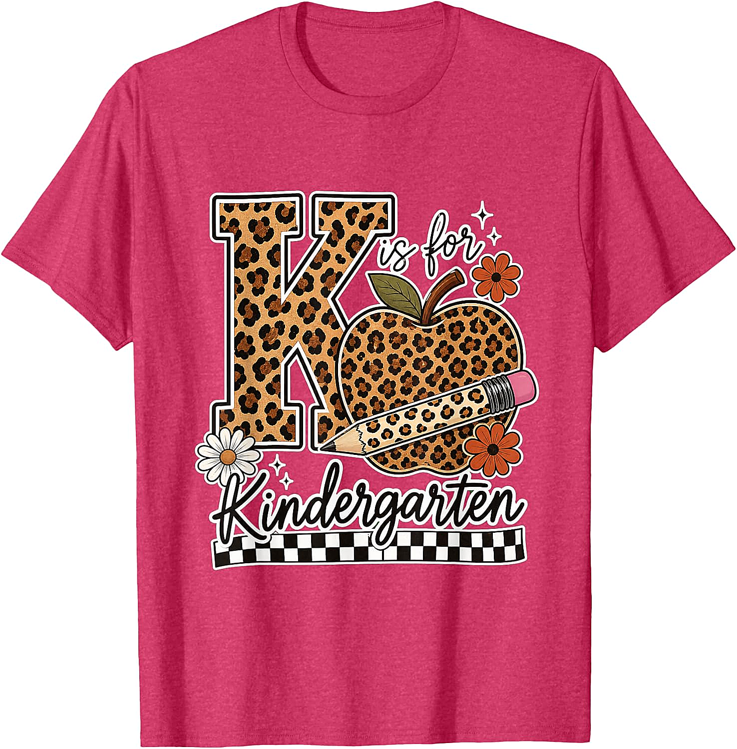 Kindergarten Teacher T-Shirt Leopard Apple Tee