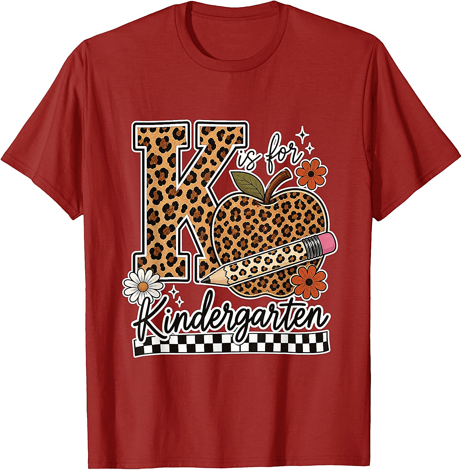 Kindergarten Teacher T-Shirt Leopard Apple Tee