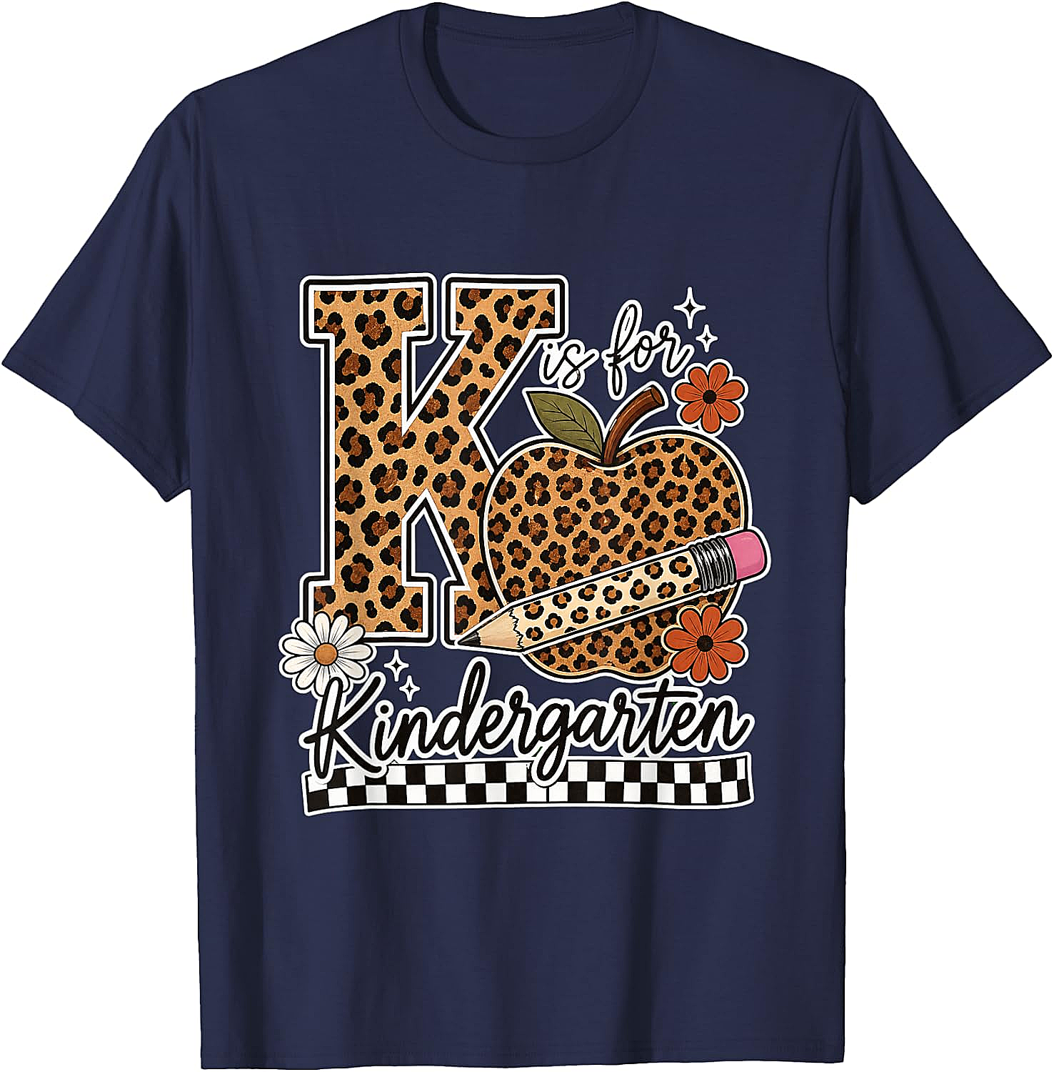 Kindergarten Teacher T-Shirt Leopard Apple Tee
