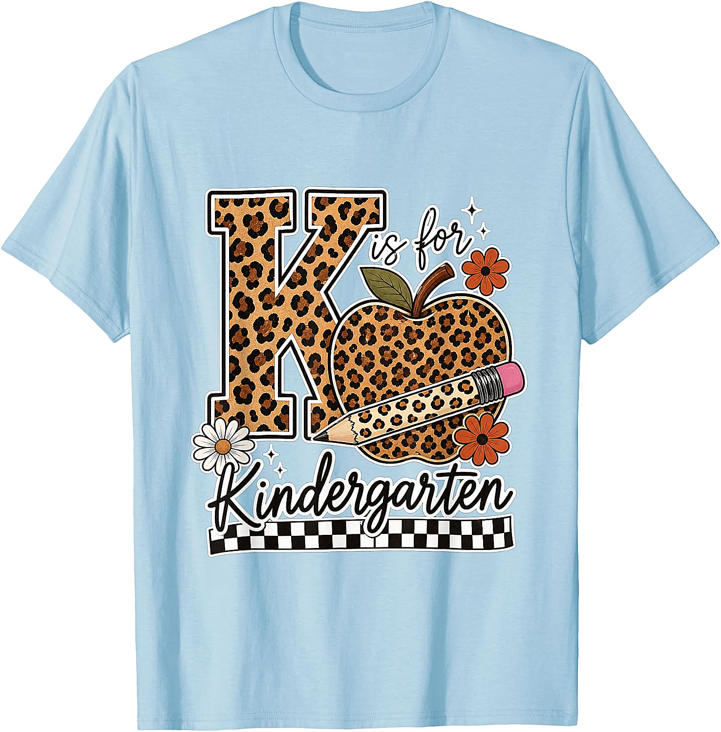 Kindergarten Teacher T-Shirt Leopard Apple Tee