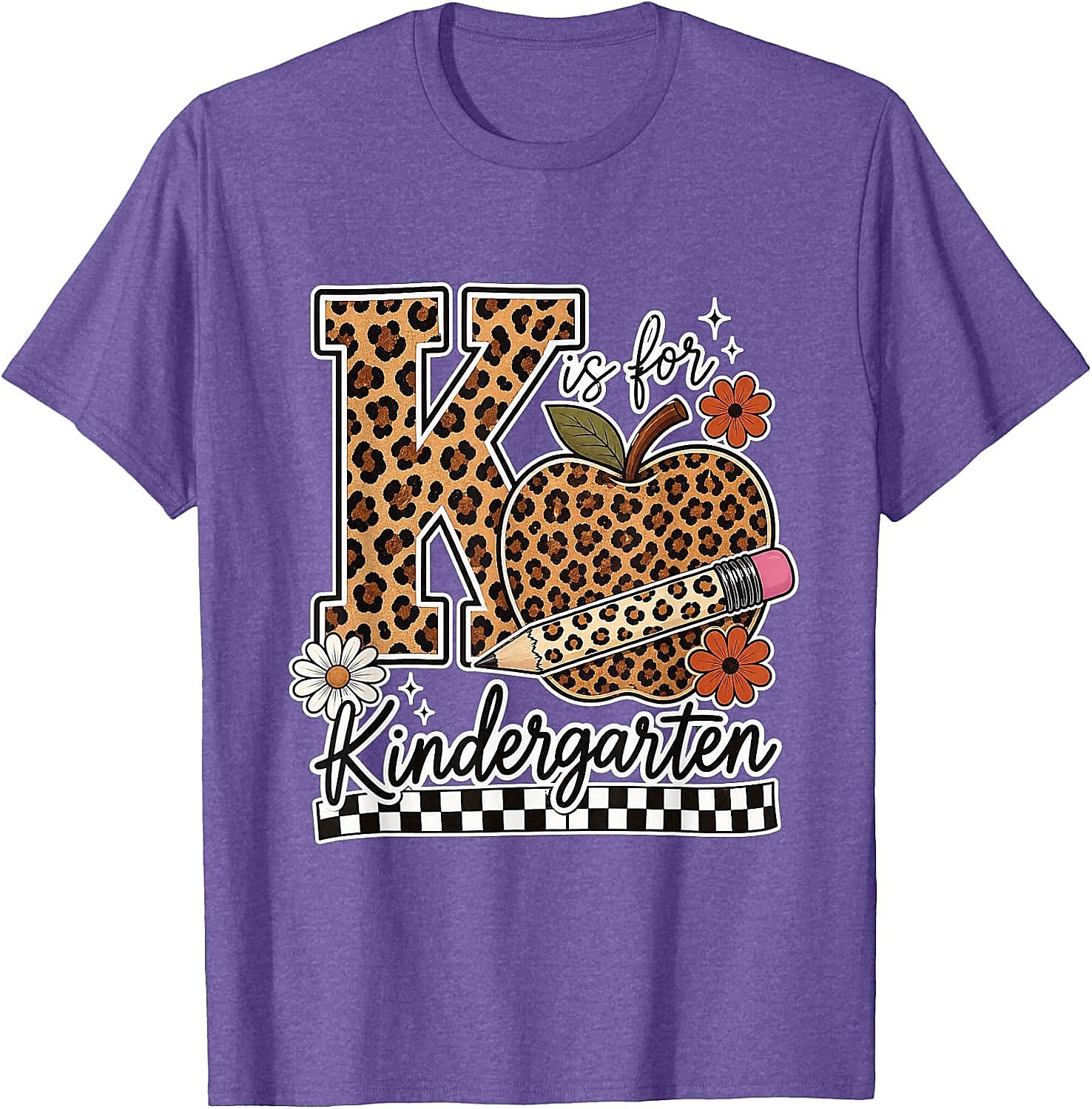 Kindergarten Teacher T-Shirt Leopard Apple Tee