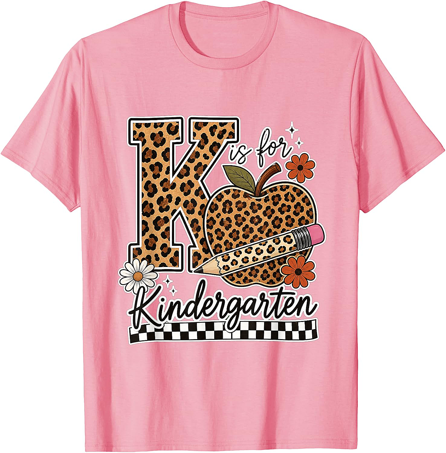 Kindergarten Teacher T-Shirt Leopard Apple Tee