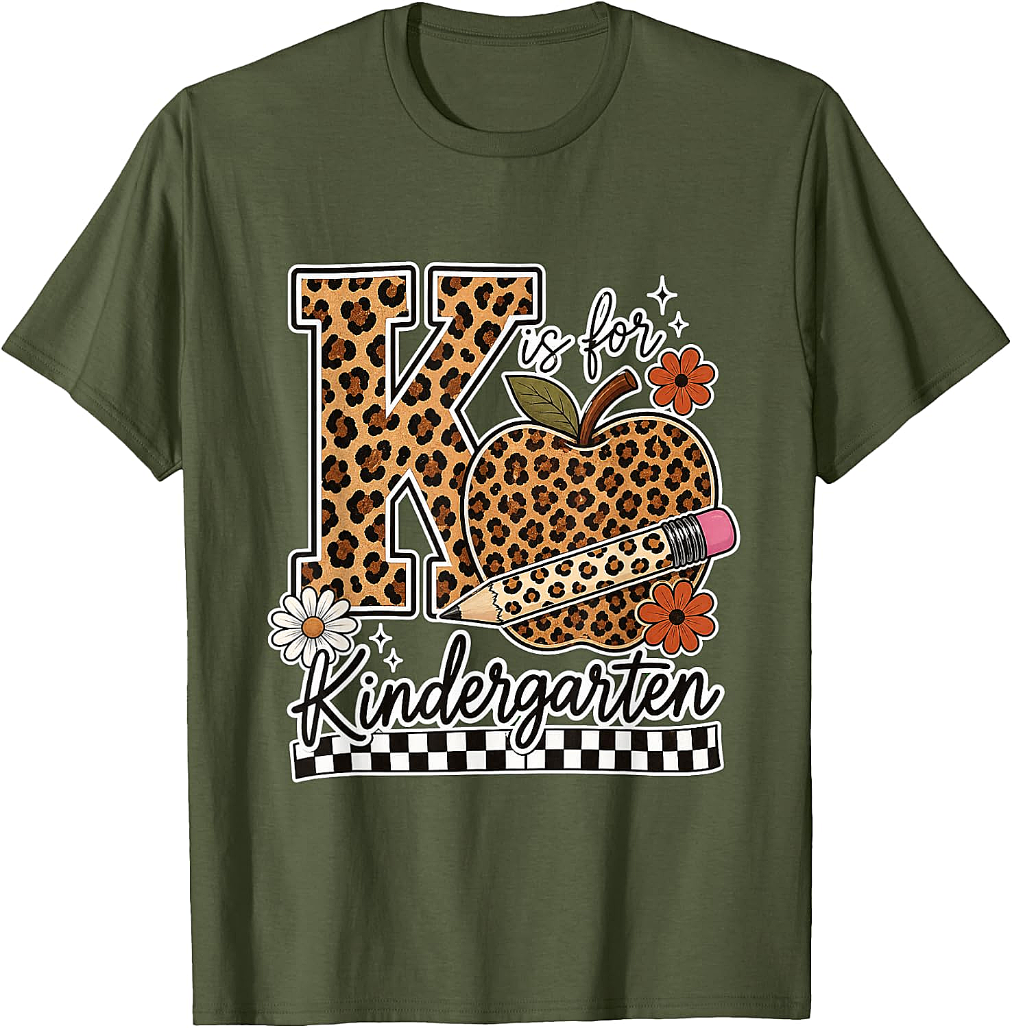Kindergarten Teacher T-Shirt Leopard Apple Tee