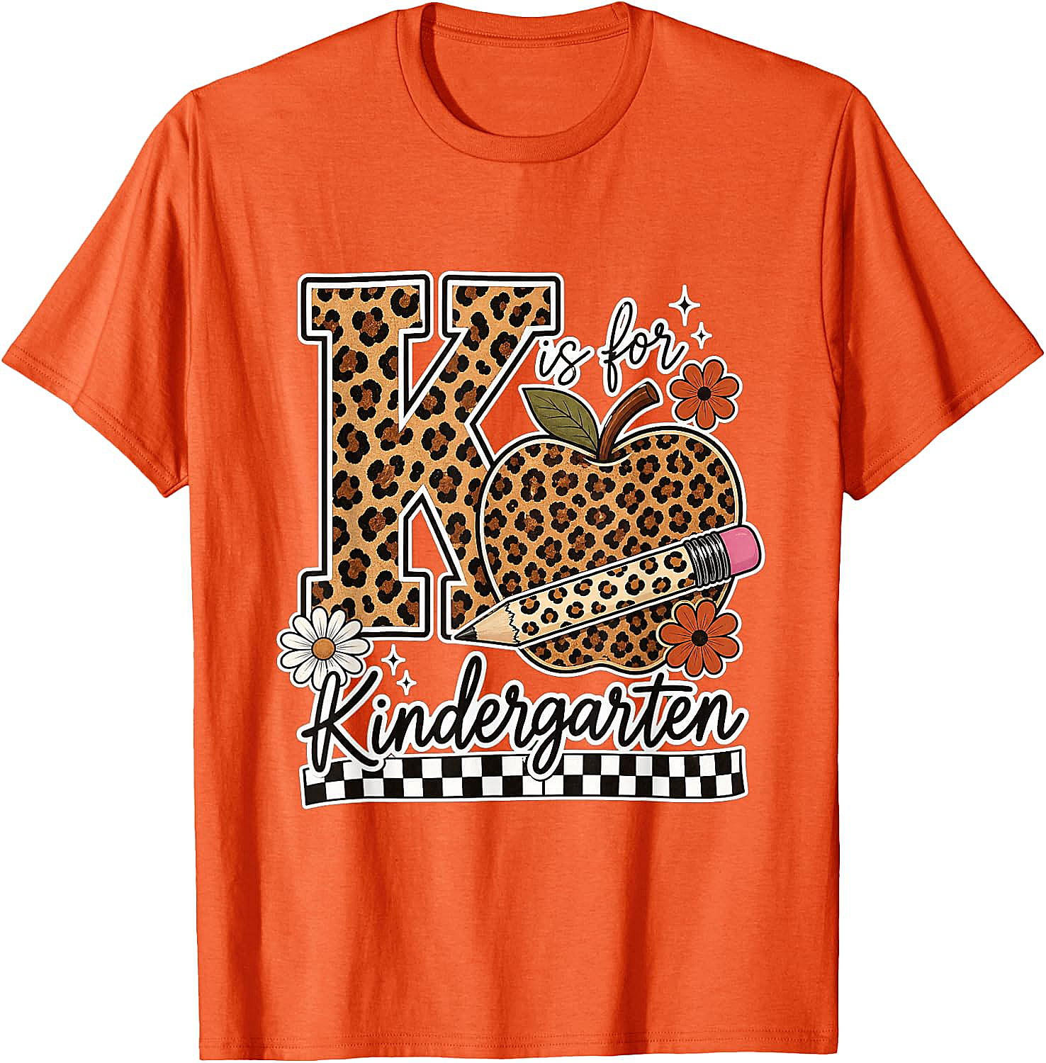 Kindergarten Teacher T-Shirt Leopard Apple Tee