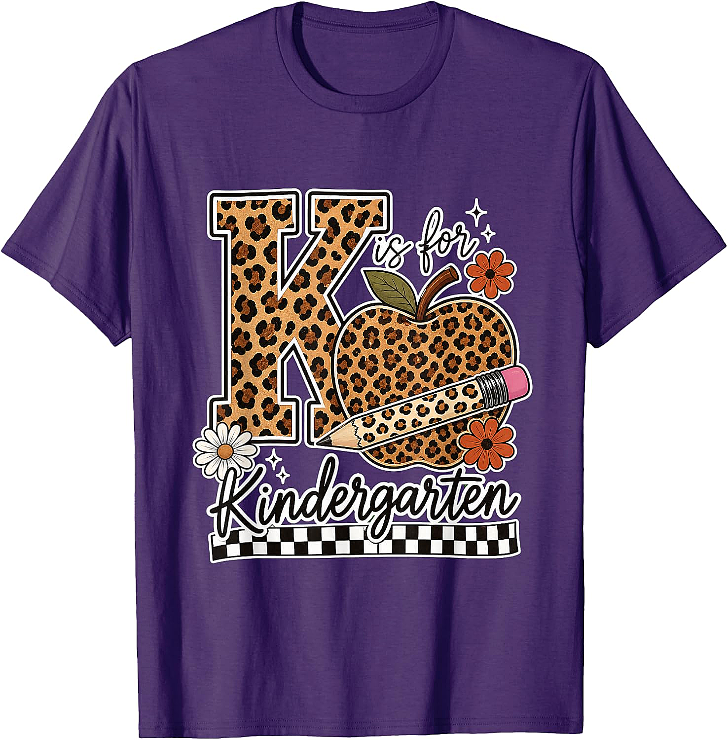 Kindergarten Teacher T-Shirt Leopard Apple Tee