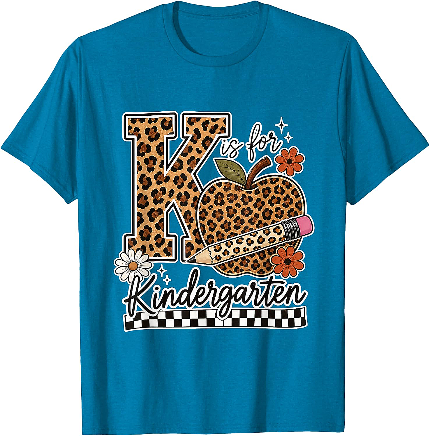 Kindergarten Teacher T-Shirt Leopard Apple Tee