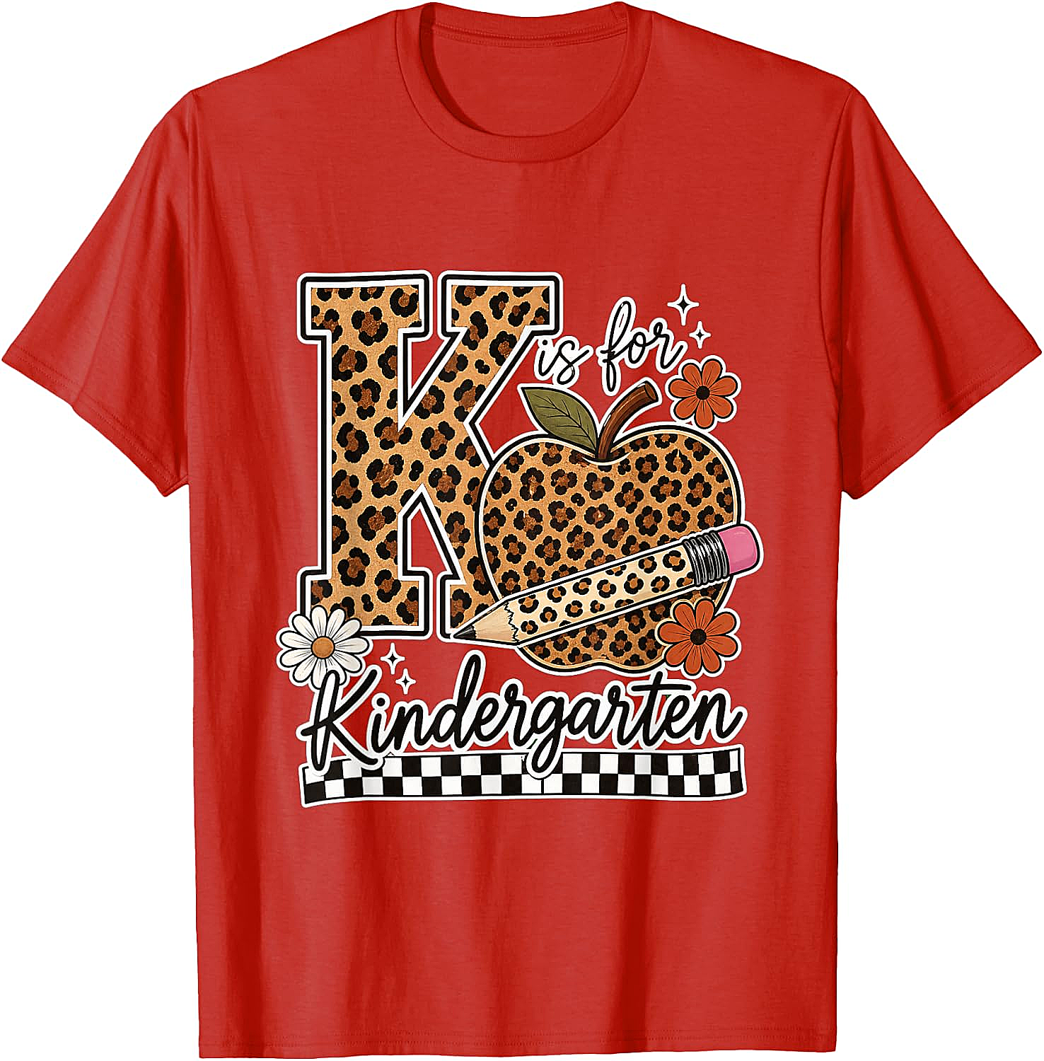 Kindergarten Teacher T-Shirt Leopard Apple Tee