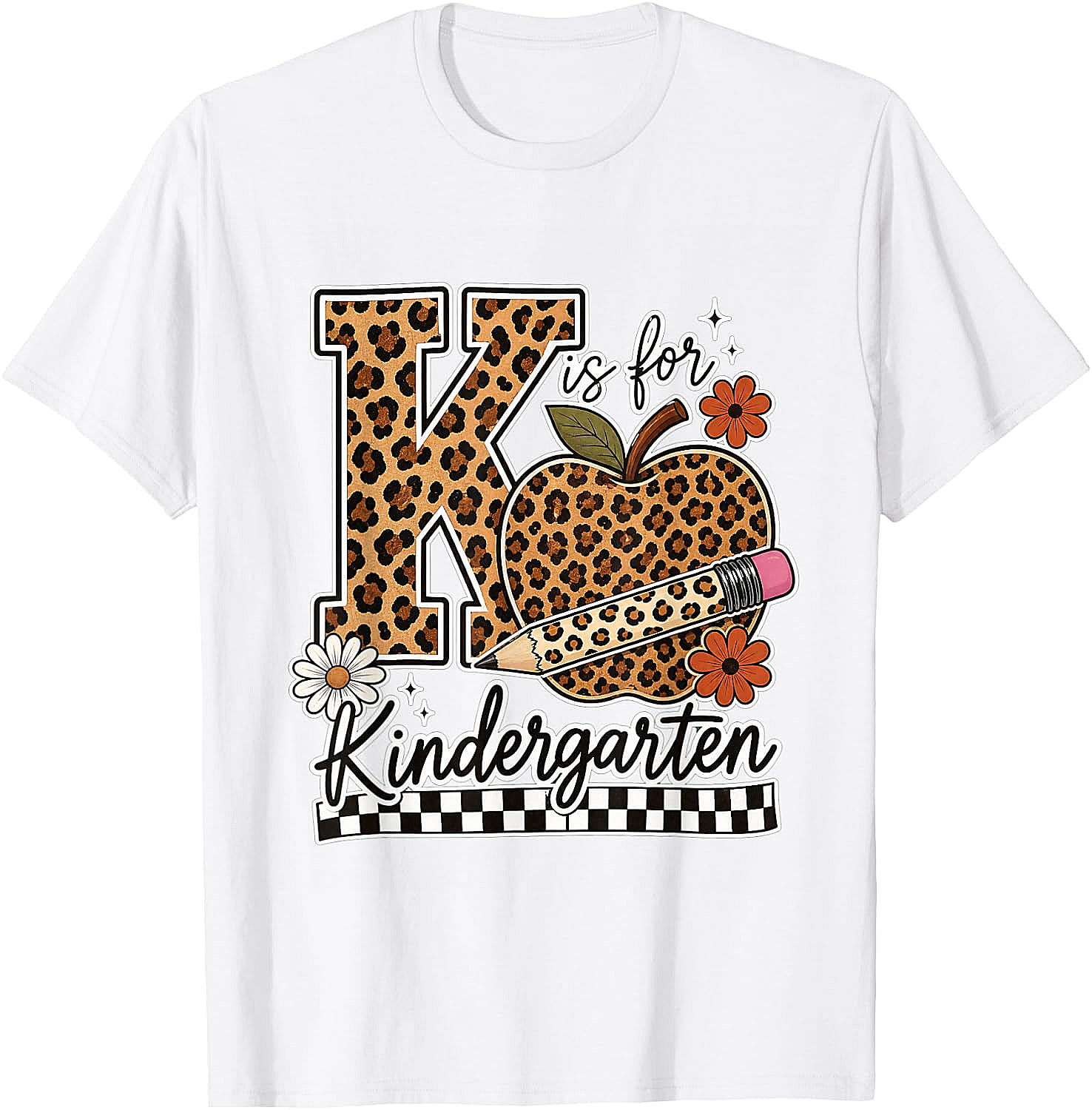 Kindergarten Teacher T-Shirt Leopard Apple Tee