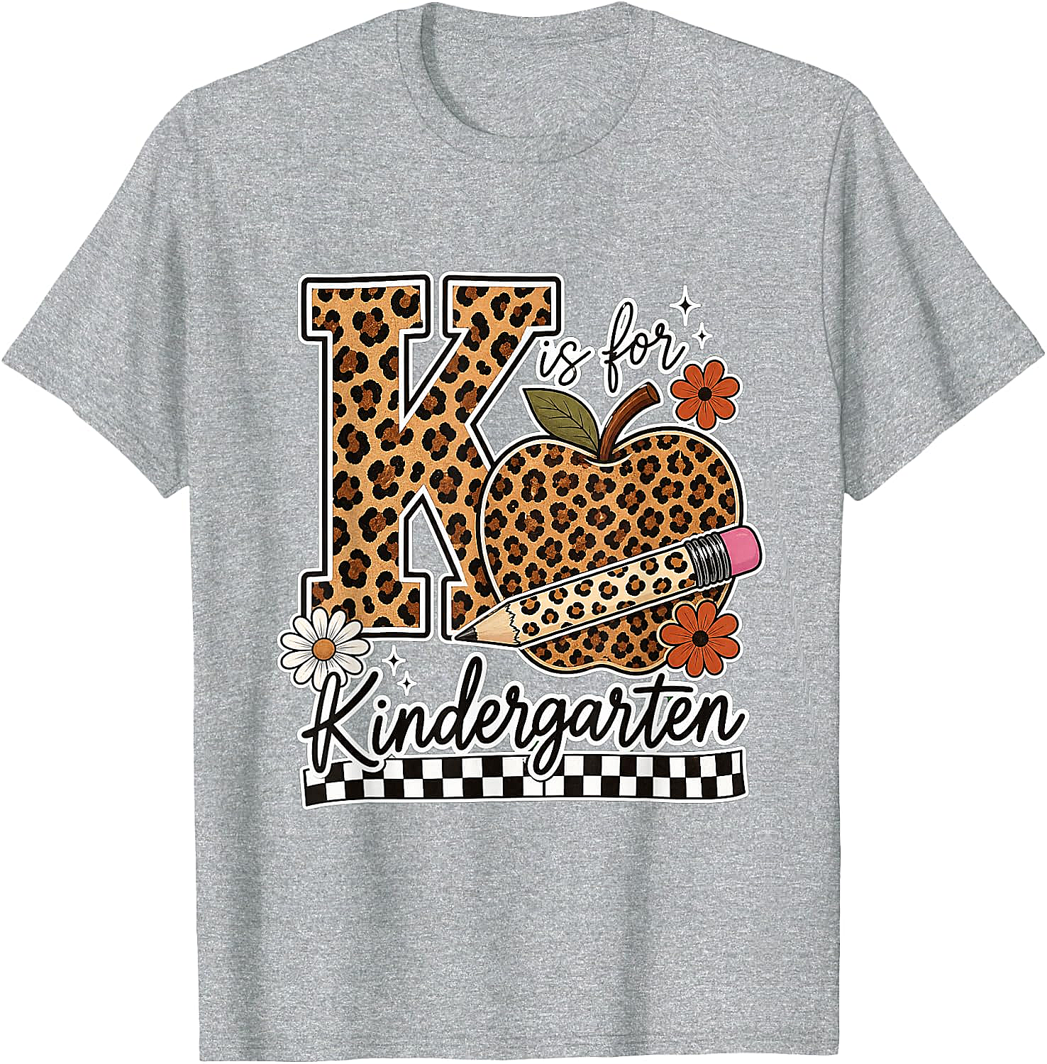 Kindergarten Teacher T-Shirt Leopard Apple Tee