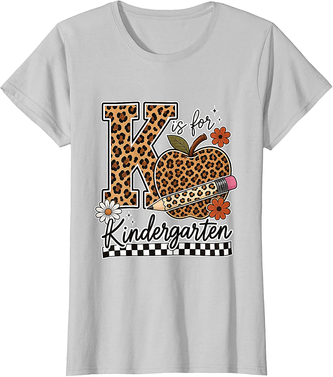 Kindergarten Teacher T-Shirt Leopard Apple Tee