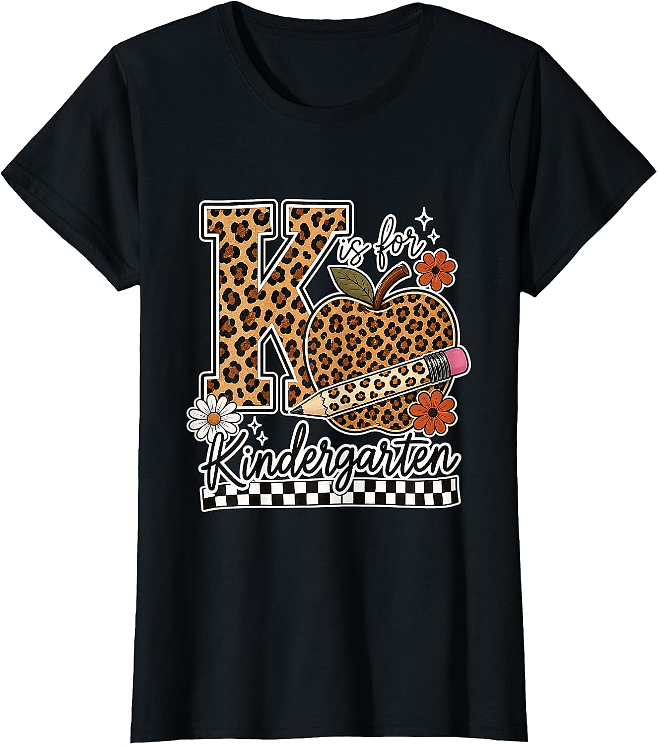 Kindergarten Teacher T-Shirt Leopard Apple Tee