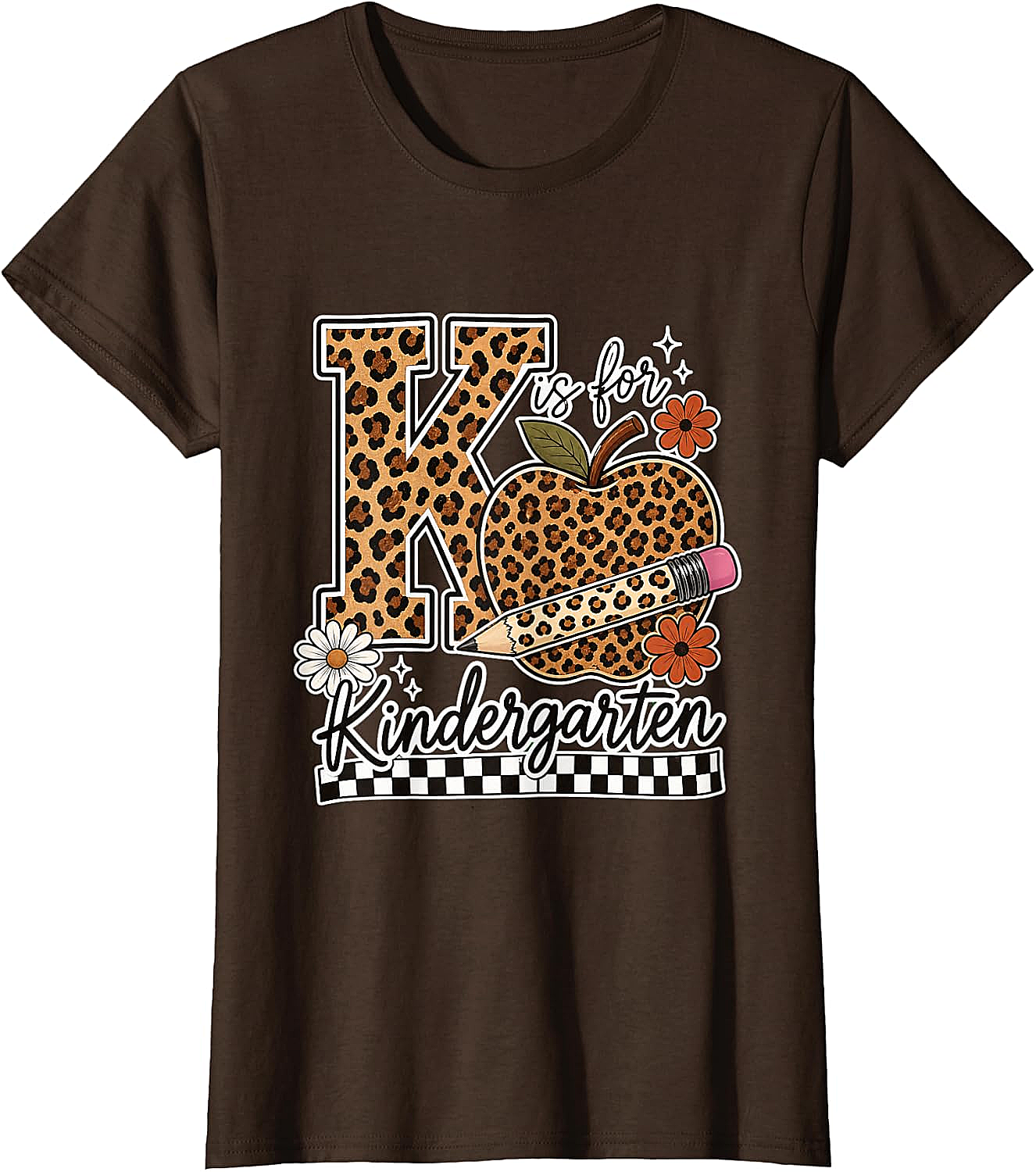 Kindergarten Teacher T-Shirt Leopard Apple Tee