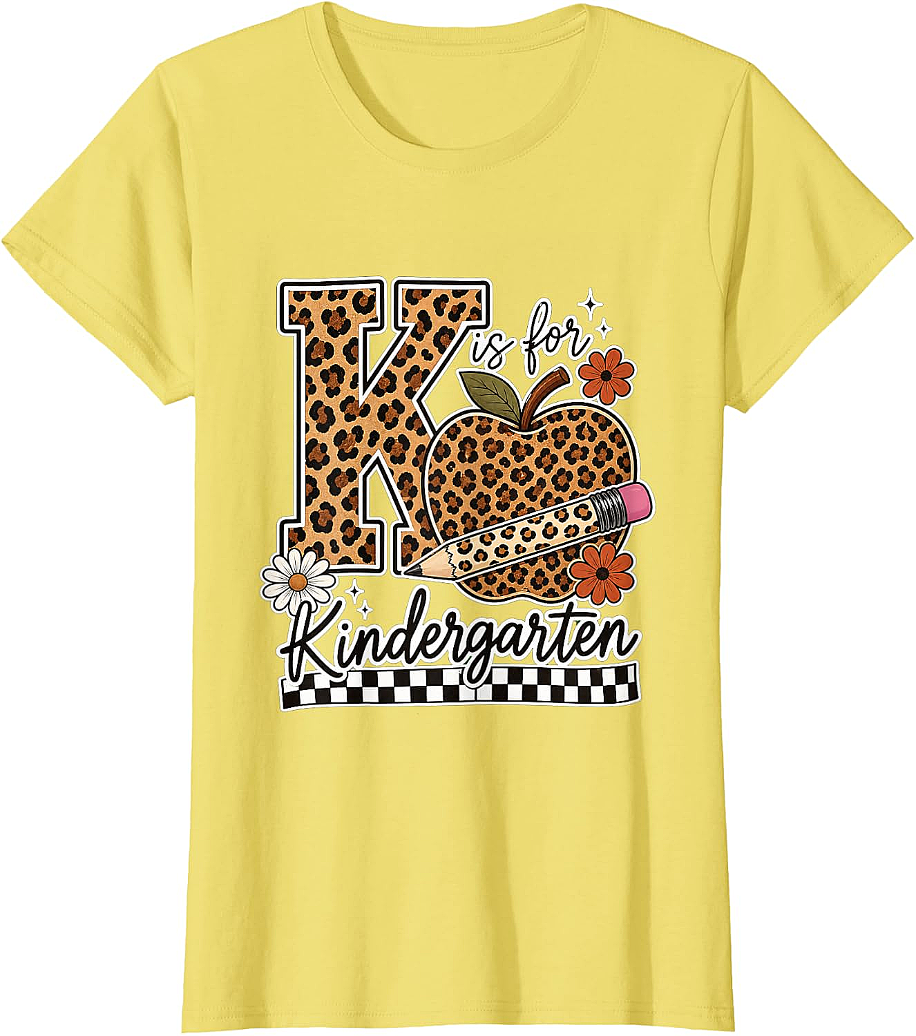 Kindergarten Teacher T-Shirt Leopard Apple Tee