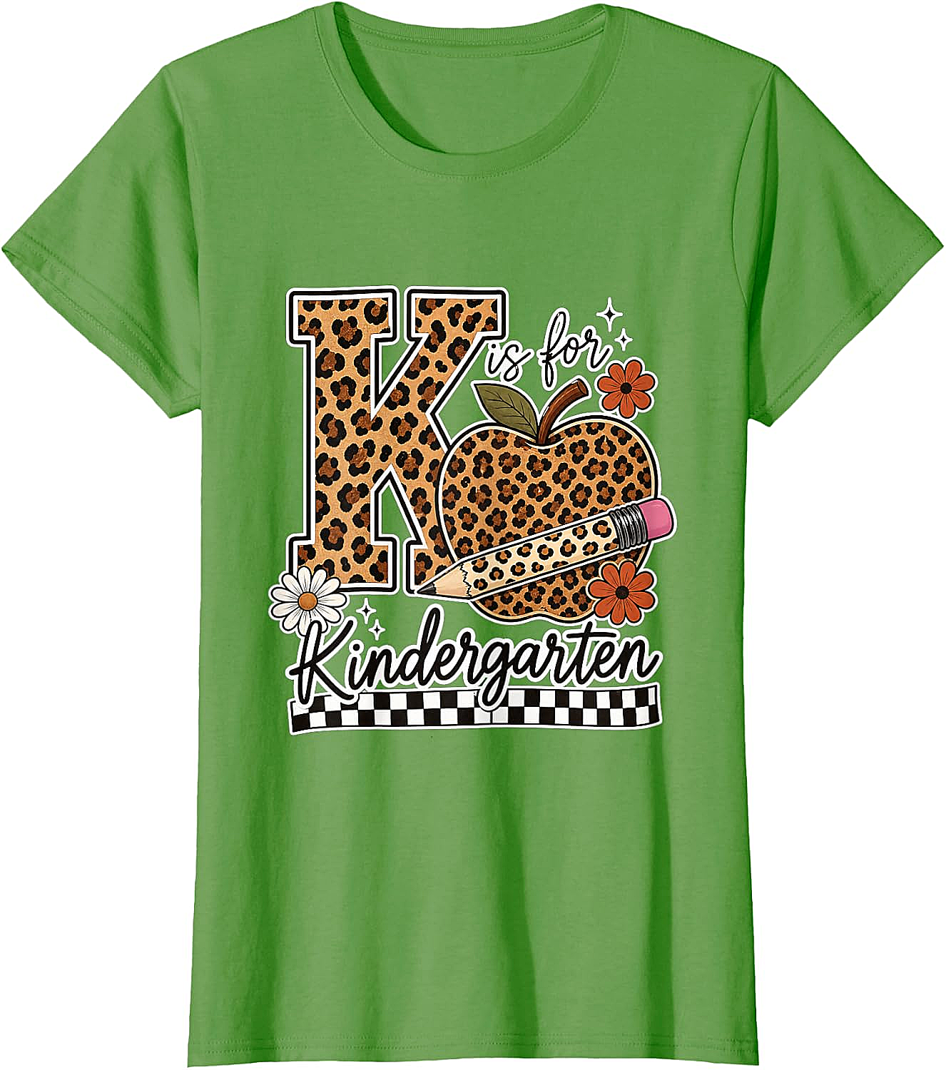 Kindergarten Teacher T-Shirt Leopard Apple Tee