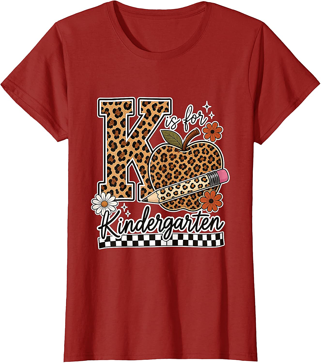 Kindergarten Teacher T-Shirt Leopard Apple Tee