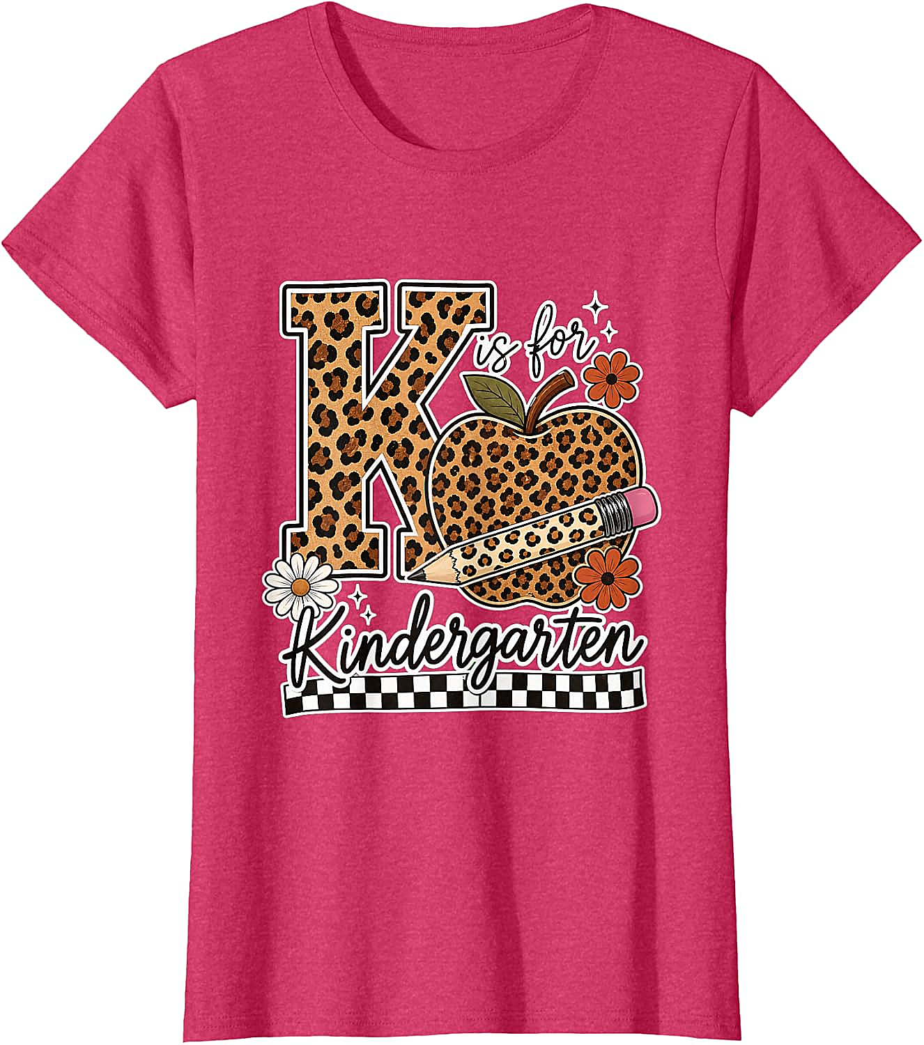 Kindergarten Teacher T-Shirt Leopard Apple Tee
