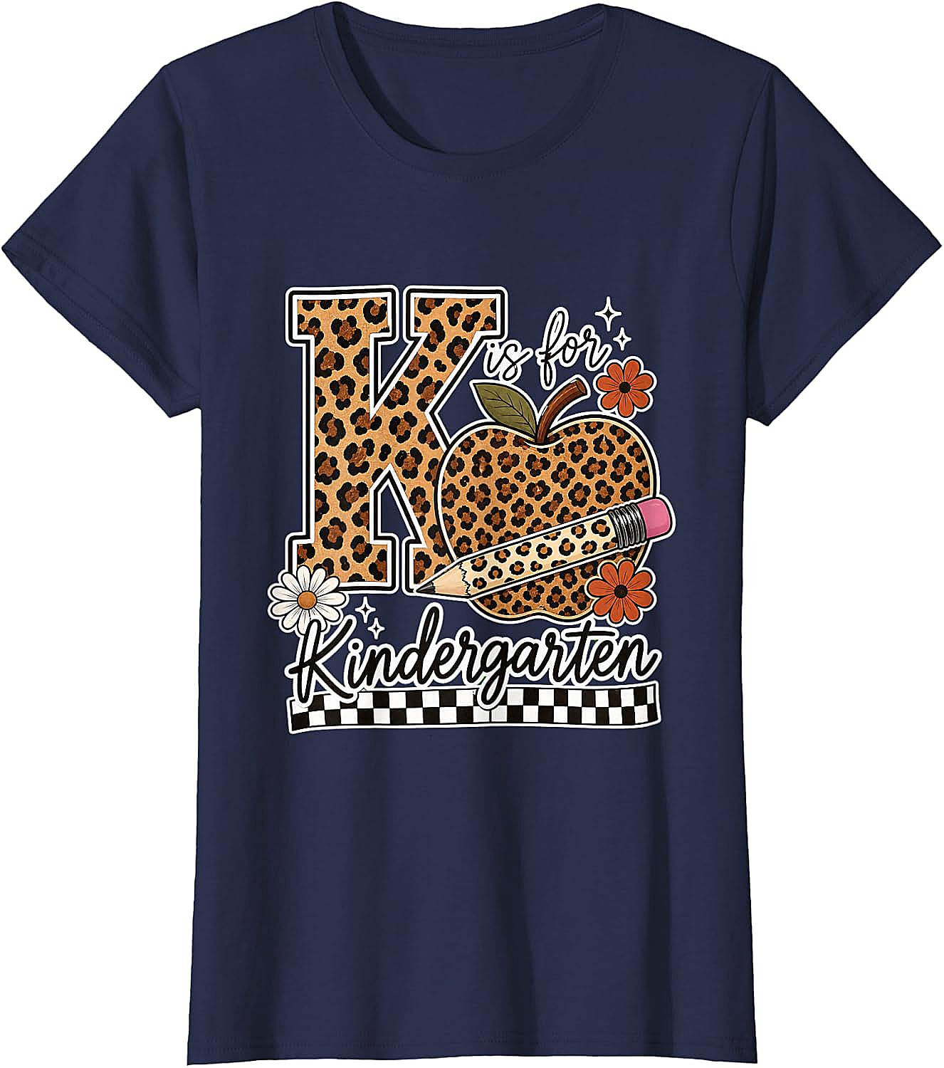 Kindergarten Teacher T-Shirt Leopard Apple Tee