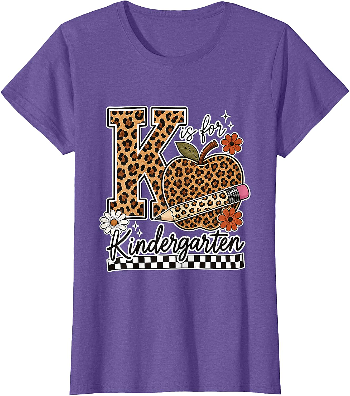 Kindergarten Teacher T-Shirt Leopard Apple Tee