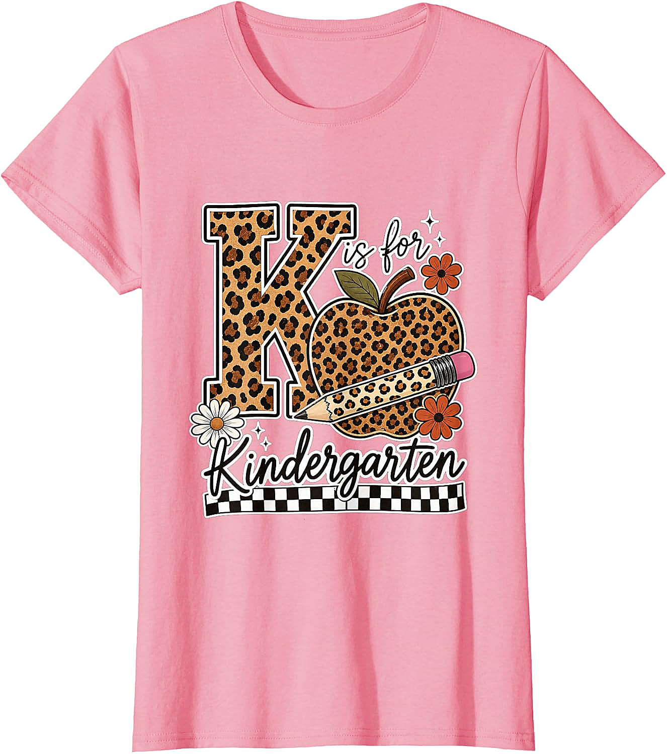 Kindergarten Teacher T-Shirt Leopard Apple Tee