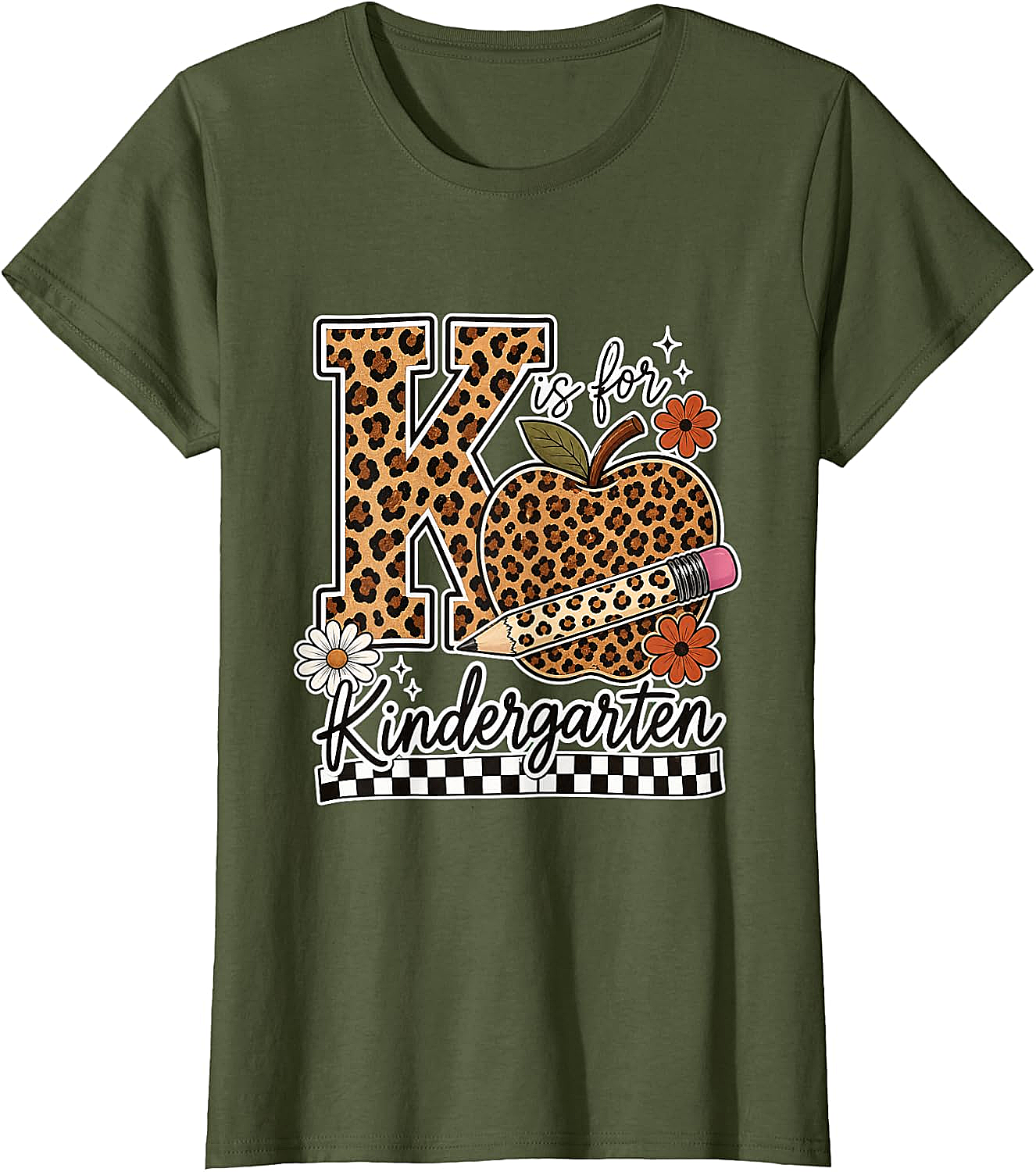 Kindergarten Teacher T-Shirt Leopard Apple Tee
