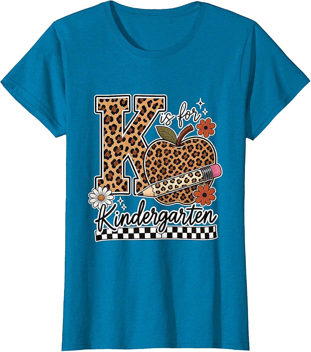 Kindergarten Teacher T-Shirt Leopard Apple Tee