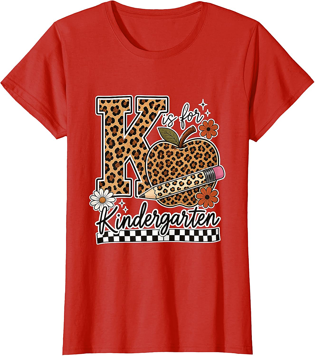 Kindergarten Teacher T-Shirt Leopard Apple Tee