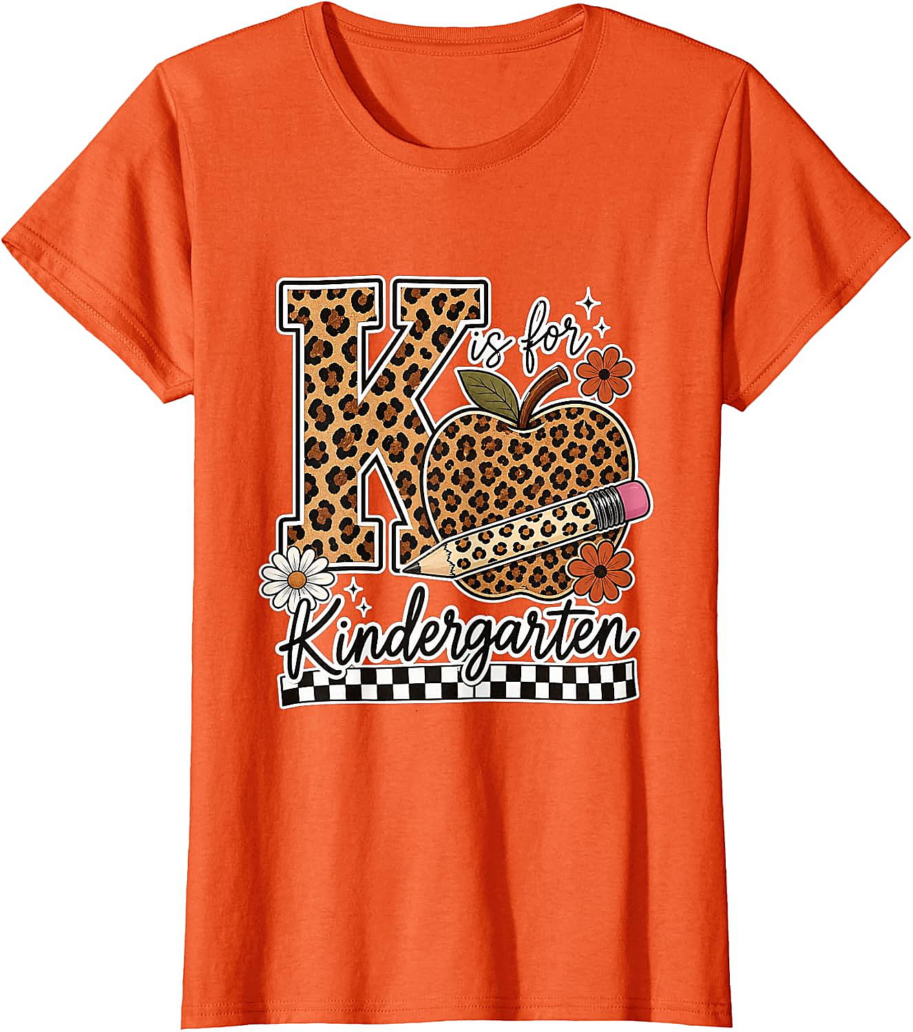Kindergarten Teacher T-Shirt Leopard Apple Tee
