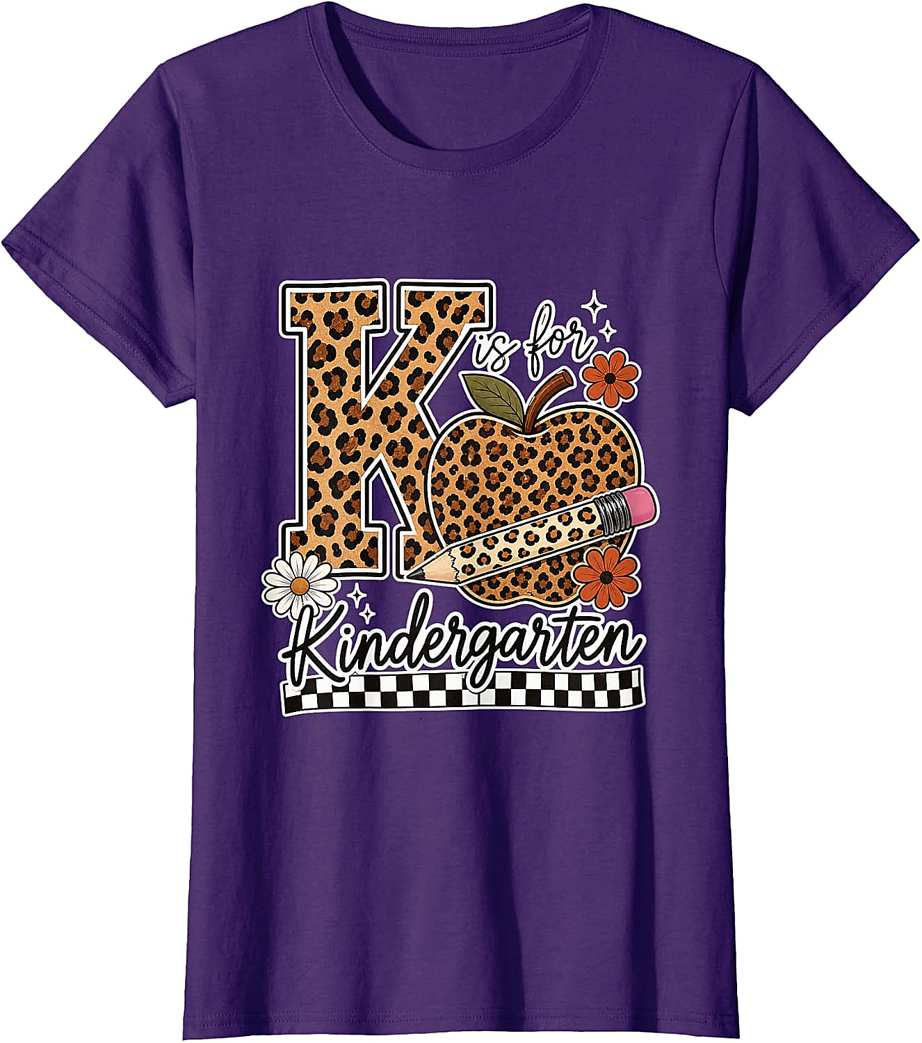 Kindergarten Teacher T-Shirt Leopard Apple Tee