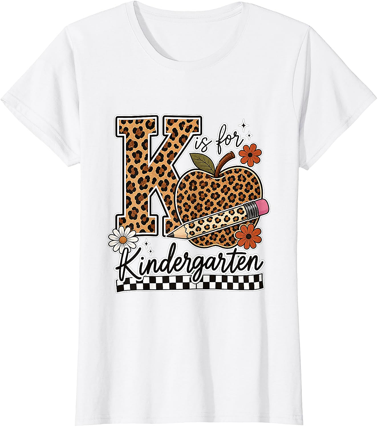 Kindergarten Teacher T-Shirt Leopard Apple Tee