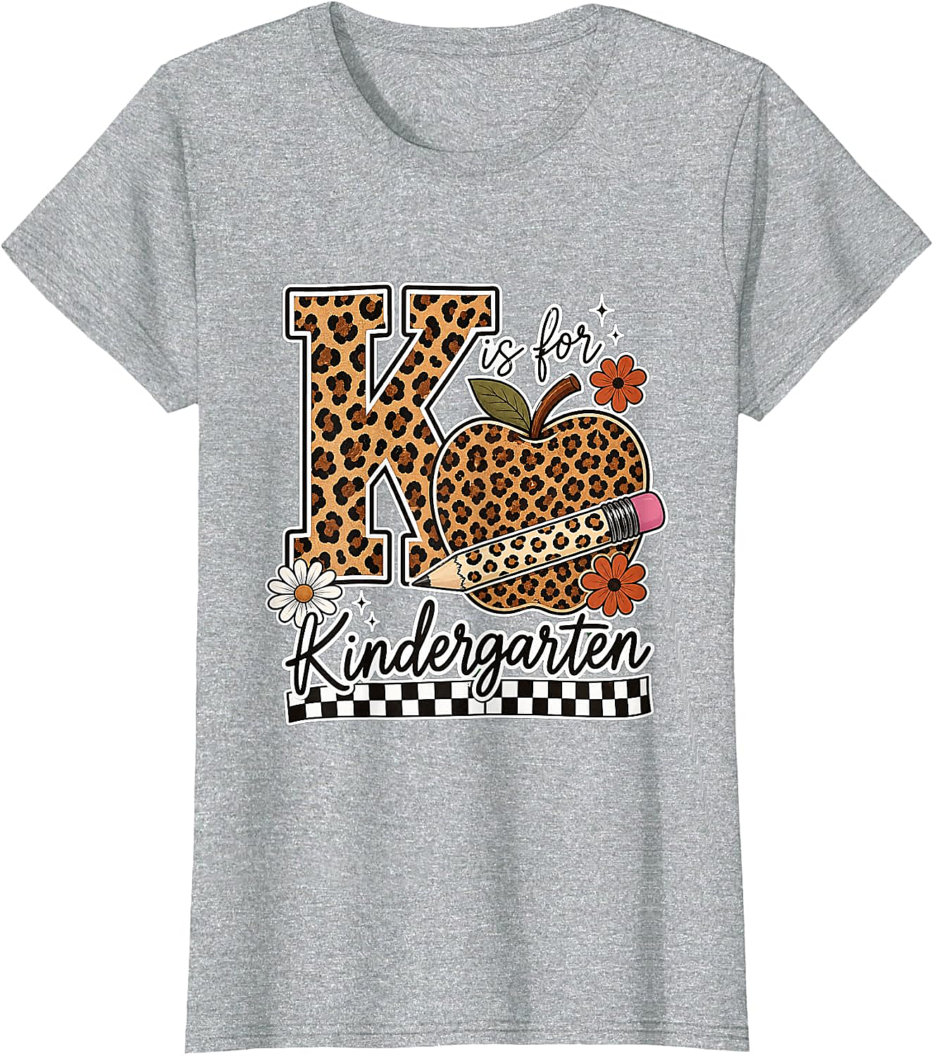 Kindergarten Teacher T-Shirt Leopard Apple Tee