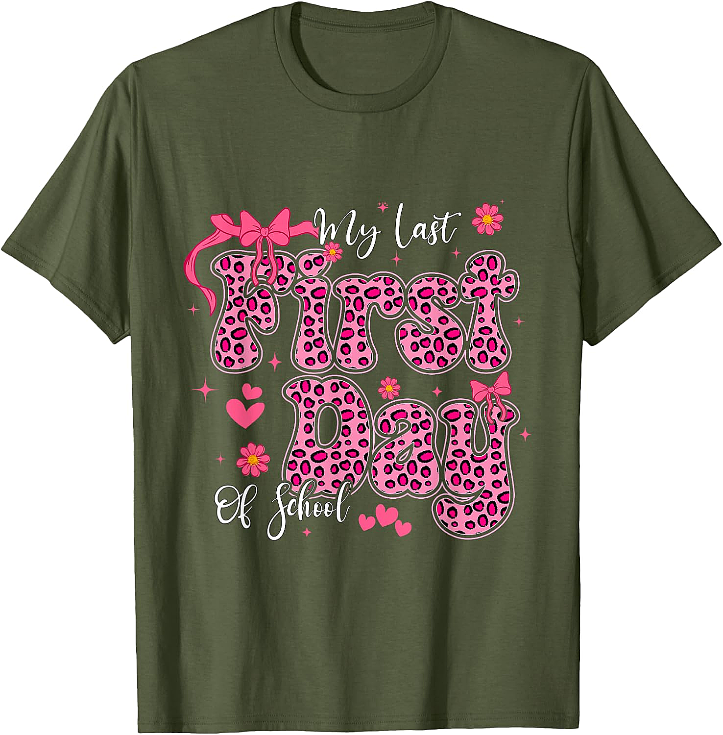  My Last First Day of School Leopard Pink Back to School Tee