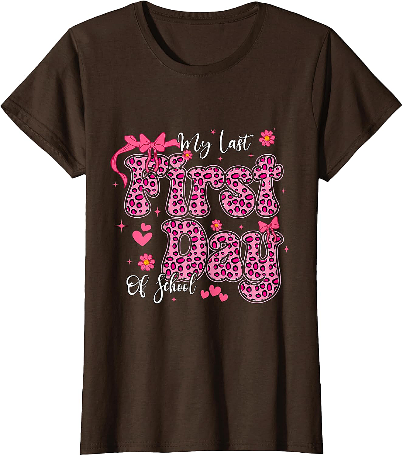  My Last First Day of School Leopard Pink Back to School Tee