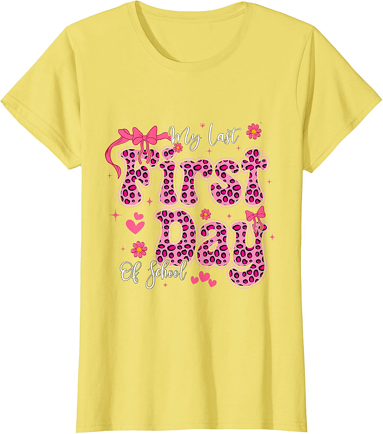  My Last First Day of School Leopard Pink Back to School Tee