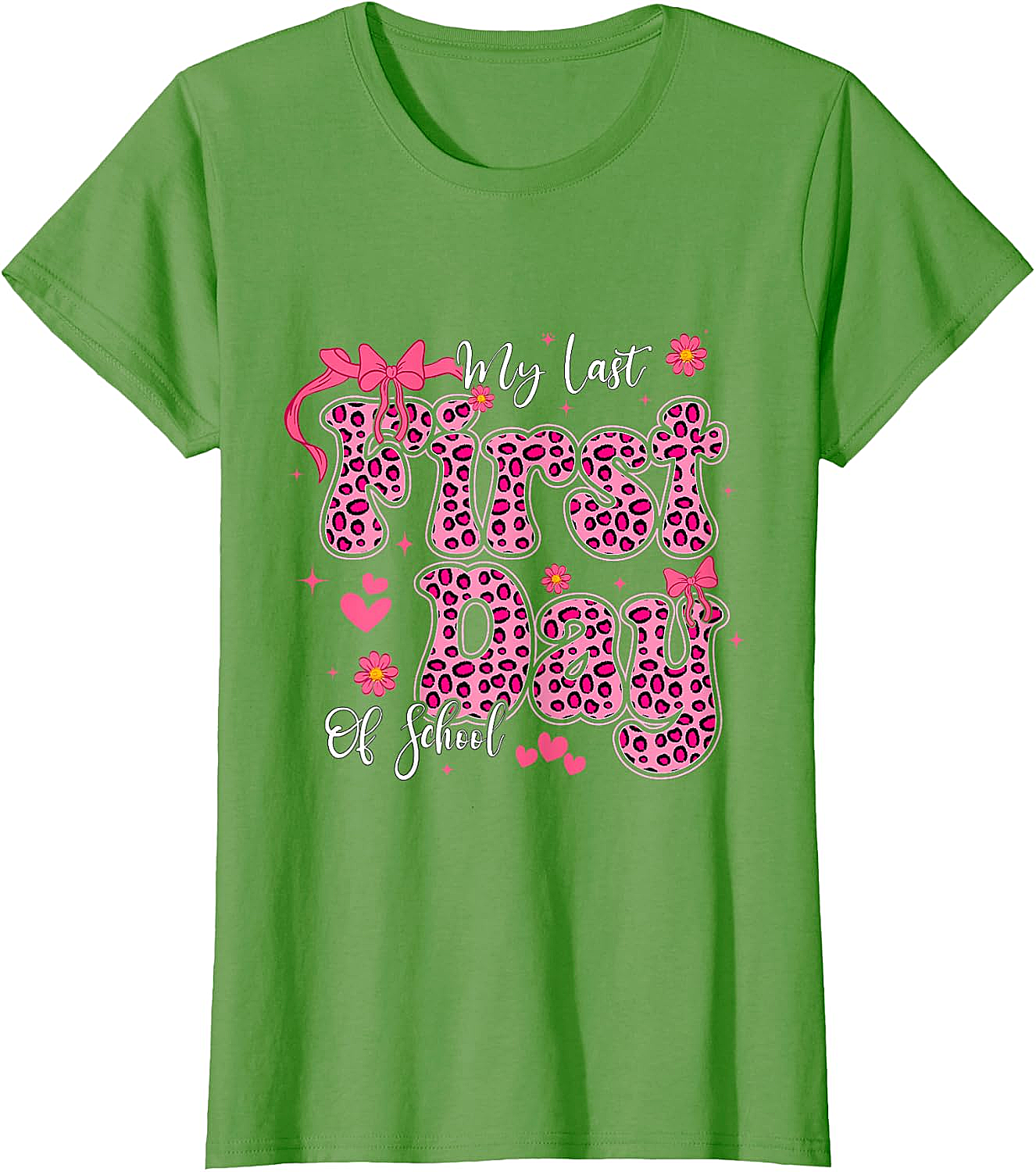  My Last First Day of School Leopard Pink Back to School Tee