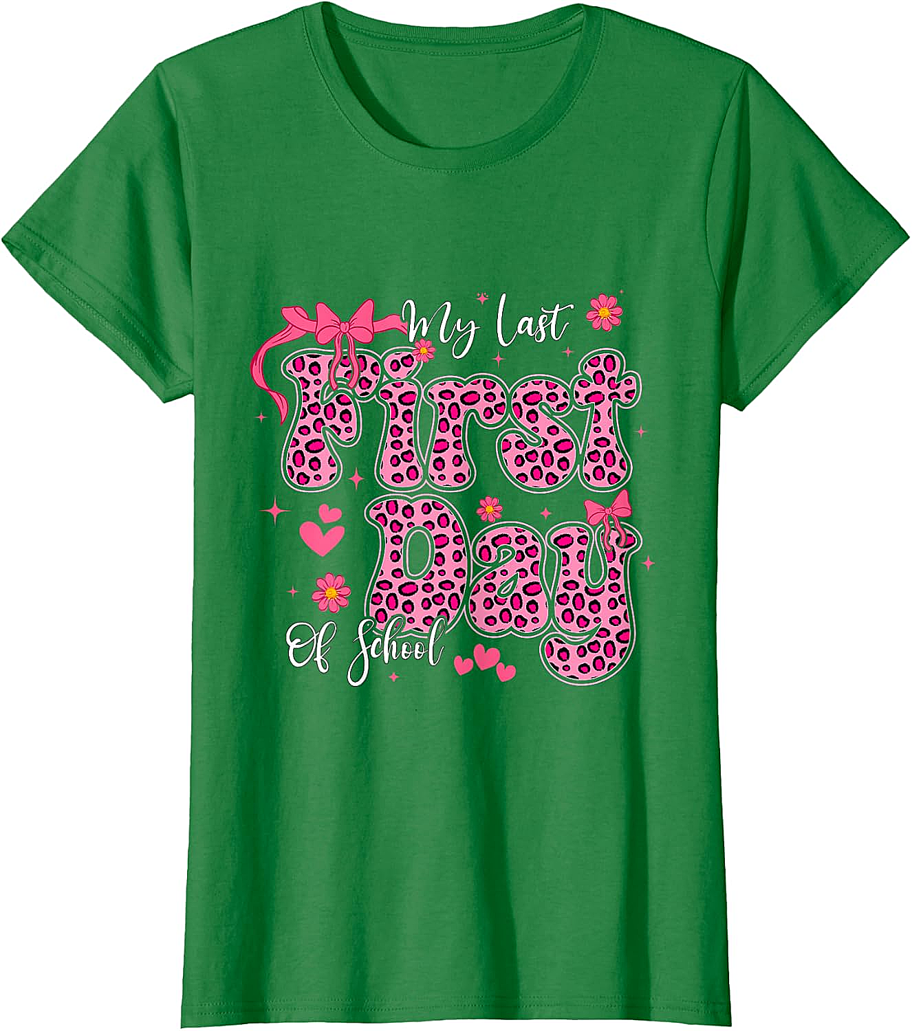  My Last First Day of School Leopard Pink Back to School Tee