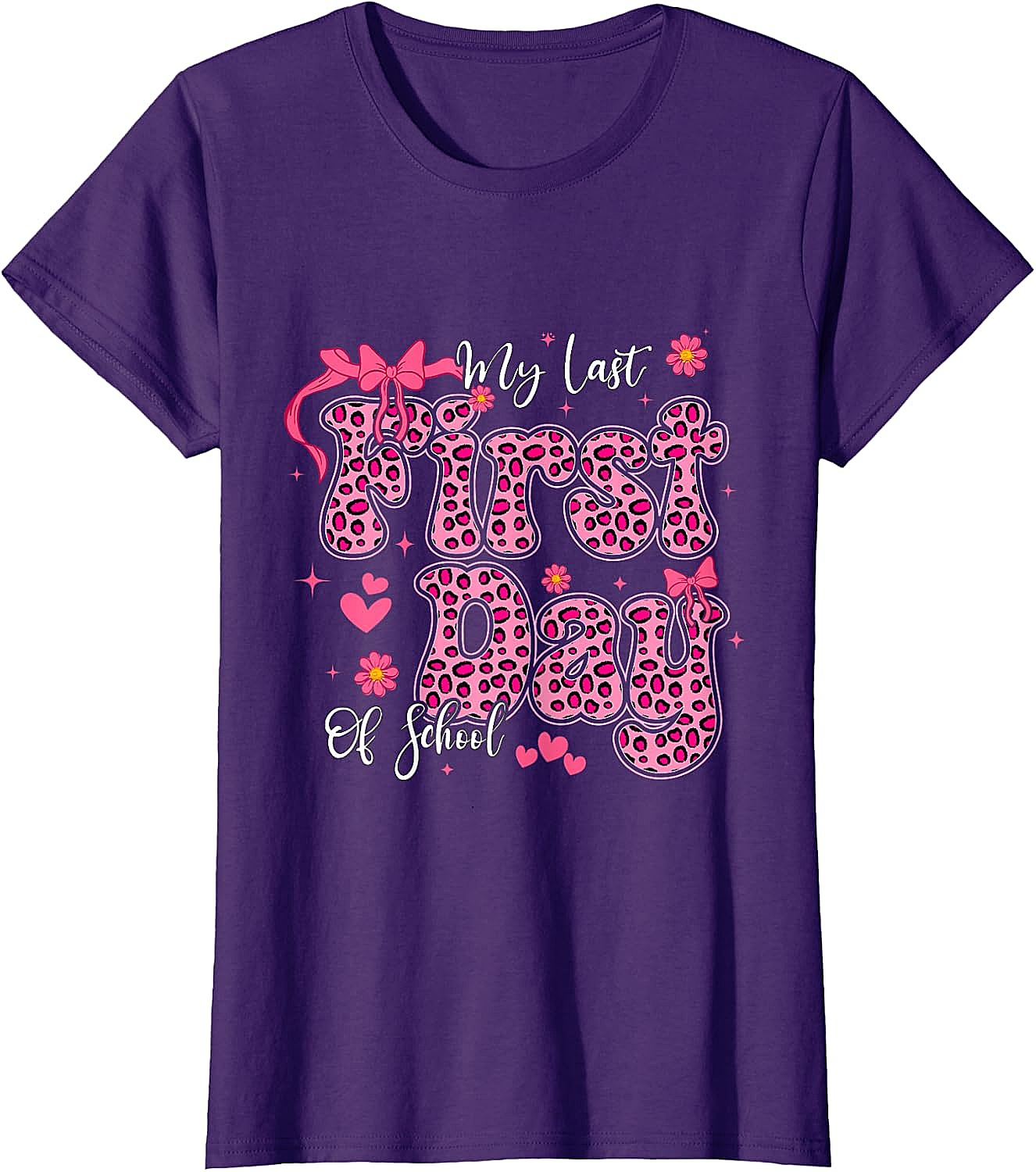  My Last First Day of School Leopard Pink Back to School Tee