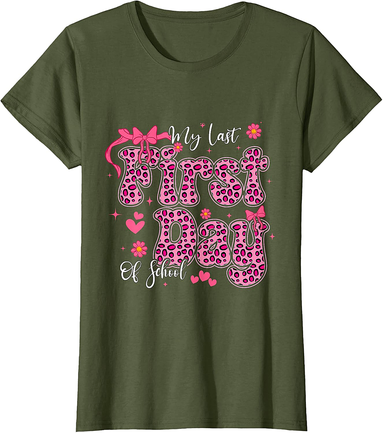  My Last First Day of School Leopard Pink Back to School Tee