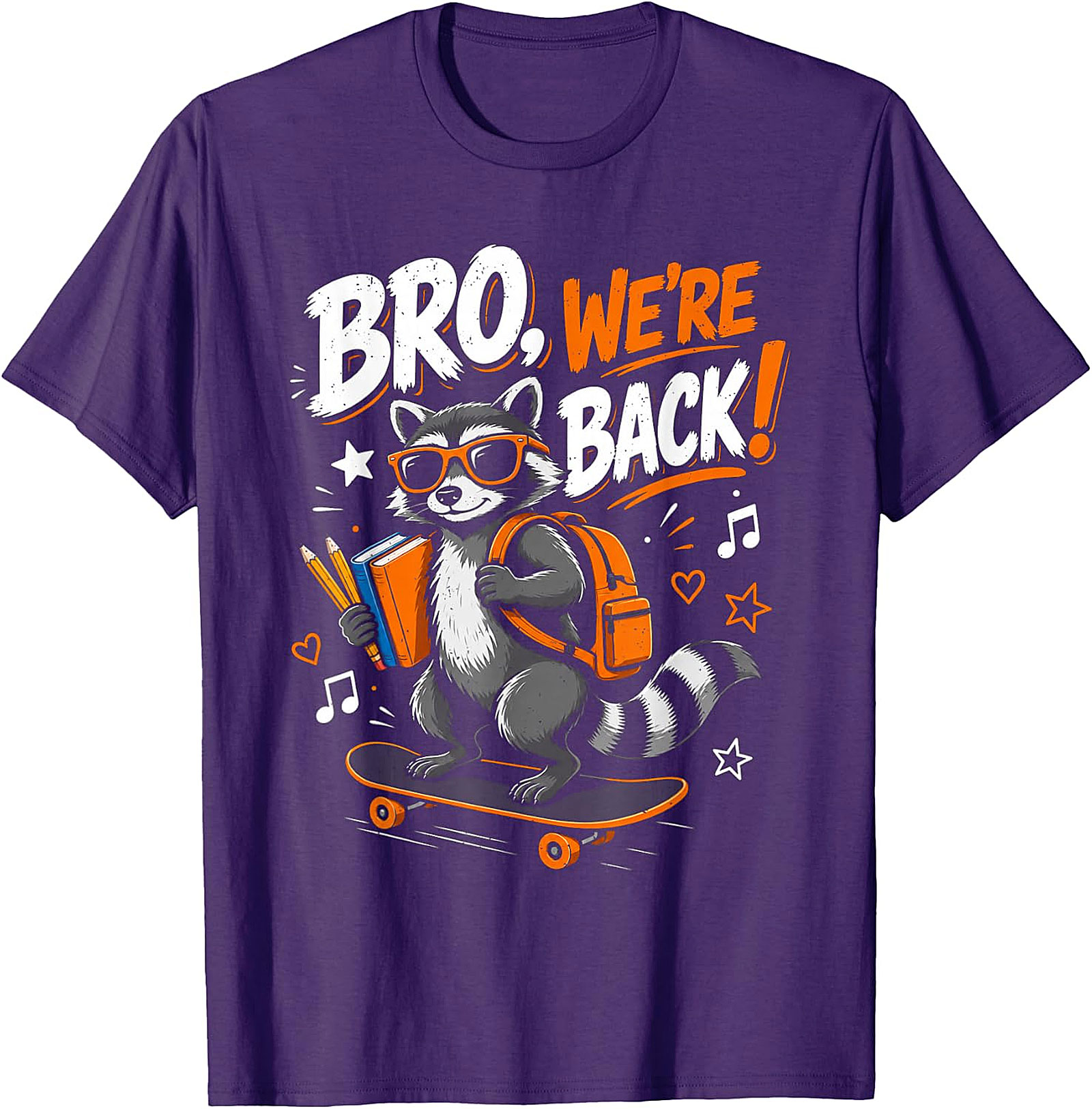 Bro, We're Back! Raccoon Skater Back to School T-Shirt